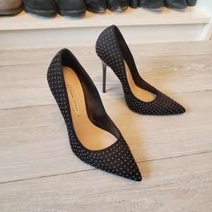 Zara Suede Studded High Heel Pointy Toe Pumps